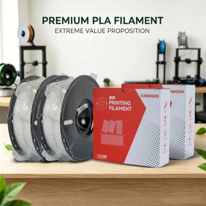 Kingroon PLA 3D Printer Filament, Dimensional Accuracy +/- 0.02 mm, 1 kg Spool(2.2lbs), 1.75mm,2KG White+White - color: 2*1kg White