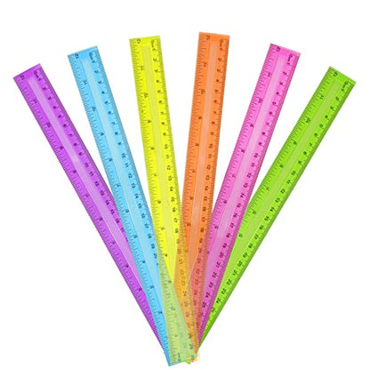 30 Pack Clear Plastic Rulers 12 Inch, Transparent Bulk Rulers for Classroom