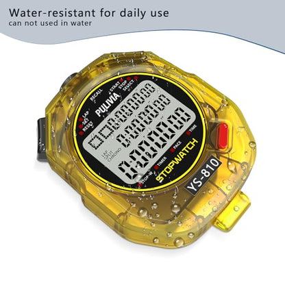 Stopwatch Timer Multi Splits/Laps Digital Stop-Watch for Sports - color: Yellow