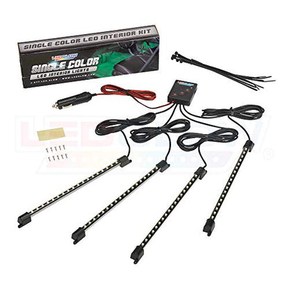 LEDGlow 4pc Red LED Interior Footwell Lighting Kit w/Cigarette Adapter