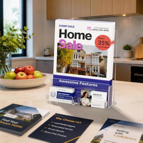 HIIMIEI Brochure and Business Card Holder: Acrylic Flyer Holder 8.5 x 11 - size: 8.5x11