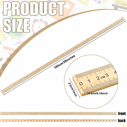 Treela 24 Pack 39 Inches Meter Stick Wood Ruler Bulk Economy Yard Stick