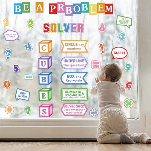 LHIUEM Mathematics Quotes Wall Decals Colorful Math Classroom Wall Sticker - color: Solver