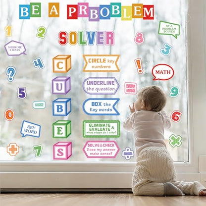 LHIUEM Mathematics Quotes Wall Decals Colorful Math Classroom Wall Sticker - color: Solver