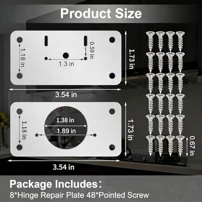 Cabinet Hinges Repair Plate, Hinge Repair Brackets, Hinge Repair Plate Kit - size: Small-A