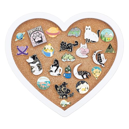 BENECREAT White Heart Pin Cork Board, 0.7 Inch Thick Wall Mounted Cork Board with White Frame for Brooch Pin Storage, Office Home Festival Valentine's Decor, 7.9x6.9 Inch - color: White, size: 6.9" x 7.9"