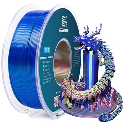 Geeetech Silk PLA Tri Color Filament 1.75mm 3D Printer Filament, Coextrusion Red Blue Green Tri-Colors Metal-Like Shiny Silk PLA Filament, 1kg (2.2lbs) 1 Spool, Dimensional Accuracy +/- 0.02 mm - color: 1kg Triple Color Red-blue-green