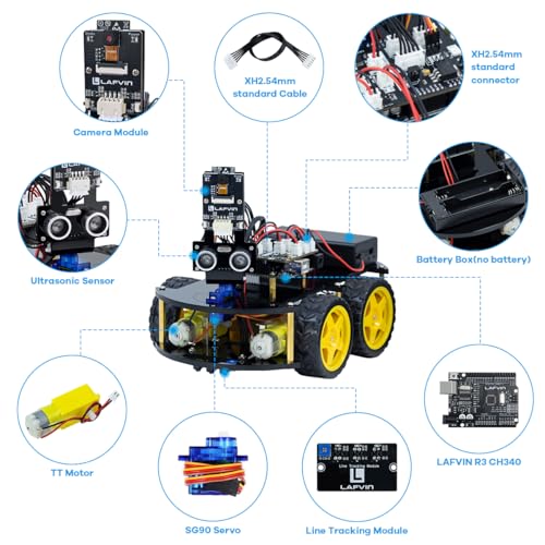 LAFVIN R3 Camera Smart Robot Car Compatible with Arduino IDE with Tutorial