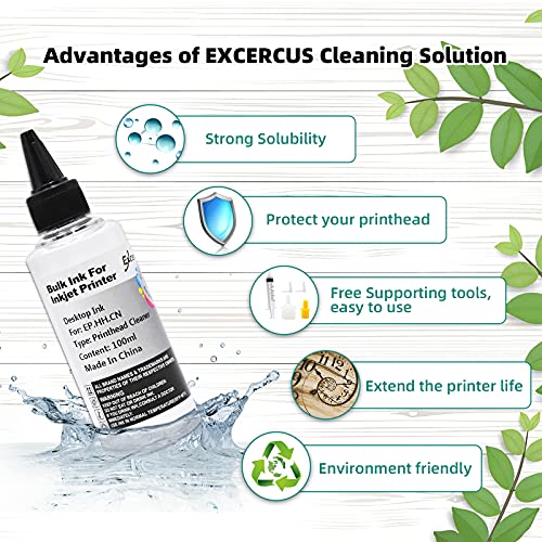 Printhead Cleaning Kit Compatible for Brother Epson HP Canon Nozzle Inkjet EcoTank Officejet Deskjet Pixma Printers-Liquid Printers Head Cleaning Suit Solution 100ml, 10ml Premium Syringe