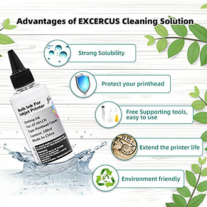 Printhead Cleaning Kit Compatible for Brother Epson HP Canon Nozzle Inkjet EcoTank Officejet Deskjet Pixma Printers-Liquid Printers Head Cleaning Suit Solution 100ml, 10ml Premium Syringe