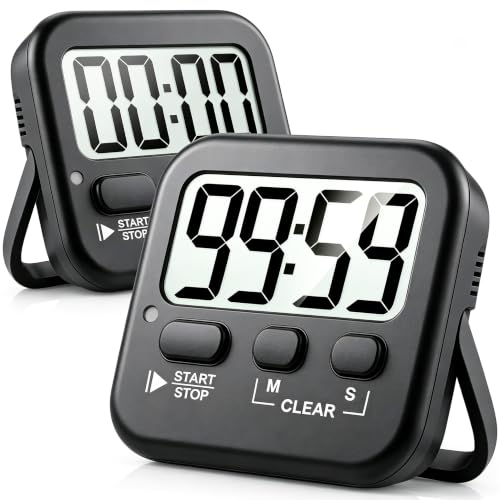 Antonki 2 Pack Digital Timer for Kids Classroom Kitchen Timers for Cooking - color: Rich Black *2
