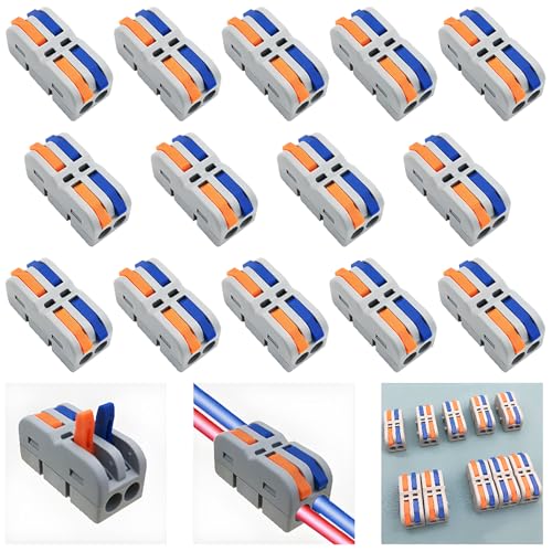 CESFONJER Wire Connectors, 14 Pcs New mini Lever Nut Connector, SPL-2M Compact Wire Connectors, Quick Terminal Block Cable Connector (Multicolor) - color: set3