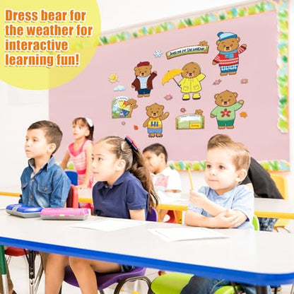 Gilprop 58 Pcs Dress for Weather Bulletin Board Set for Classroom, Bear - style: Bear