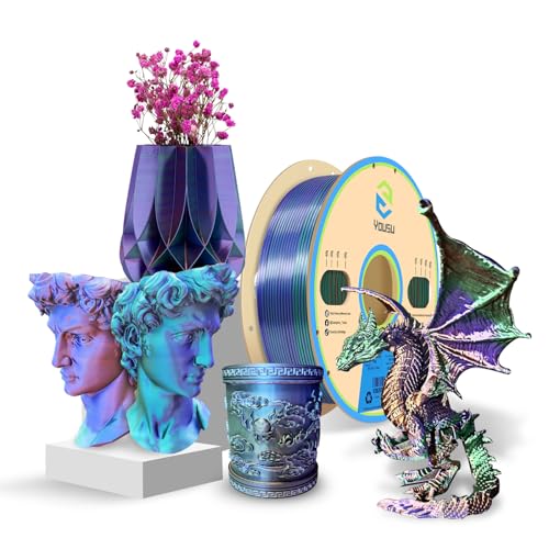 YOUSU 3D Printer Filament 1.75mm,Tri-Colors PLA Filament,Shiny Silk Coextruded PLA, Silk Green Purple Copper Filament, 1kg/2.2lbs - color: 1-green/Purple/Copper