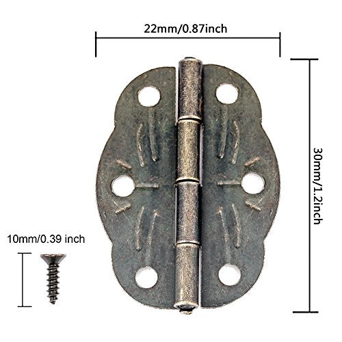 40Pcs Small Antique Hinges Bronze Jewelry Box Hardware for Wooden Boxes - color: Bronze