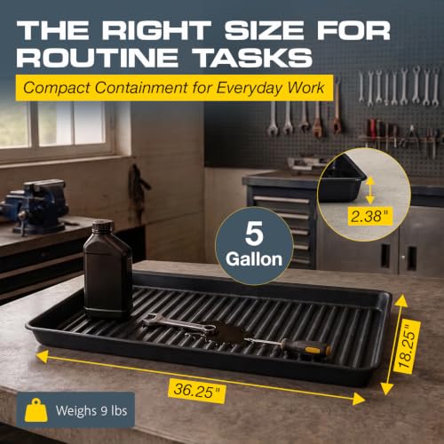 Eagle Spill Containment Utility Tray, 5 Gallon Sump, Made in USA, Black - color: Black