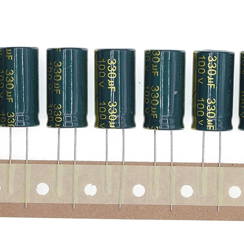 20 Pieces 100V 330UF Plug-in Aluminum Electrolytic Capacitor 100 Volt 330 UF - size: 100V330UF