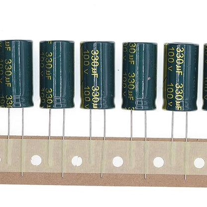 20 Pieces 100V 330UF Plug-in Aluminum Electrolytic Capacitor 100 Volt 330 UF - size: 100V330UF
