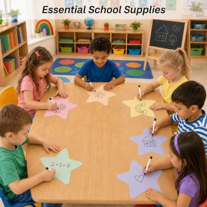 Cinrobiye 24 Pcs Dry Erase Stickers for Classroom Tables, Reusable Writable Decals with 2 Scrapers, Waterproof Dry Erase Spots for Desks, Whiteboards, Walls, Teacher Classroom School Supplies - color: Fstar