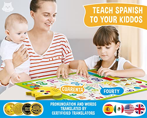 Bilingual Learning Toys - Spanish Number Toys for Toddlers 1-3 - color: Numbers & Shapes Green