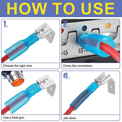 haisstronica 200PCS Heat Shrink Piggyback Spade Connectors, 22-10 AWG - size: AWG 22-10, style: Piggyback 200PCS