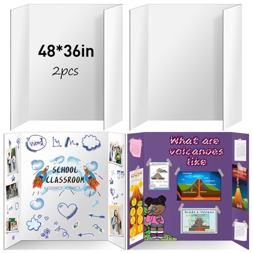 IKAYAS 2 Pack Trifold Poster Board 36" X 48" Double Sided Display Board - size: 2 Pack