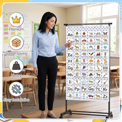 Novabright 6 Adjustable Pocket Chart Stand, Classic, Black White - color: Black White, size: Classic