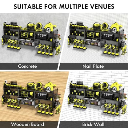KSVO Large Power Tool Organizer Wall Mount with Locking Drawers, Black - color: black