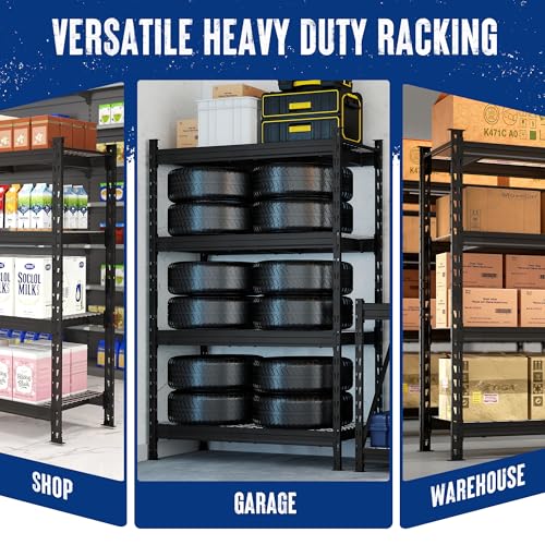 WORKPRO 77-Inch Garage Utility Shelving, 6400 lb Heavy-Duty Rack - size: Sectional77"W X 24"D X 72"H
