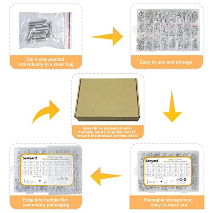 M6 M5 M4 M3 Metric Screw Assortment,Metric Bolts and Nuts Kit（with Lock&Flat washers・Wrenches） Socket Head Cap Screws 304 Stainless Steel Hex Head Metric Screws Assortment Set with Case - size: M3M4M5M6, style: socket head cap