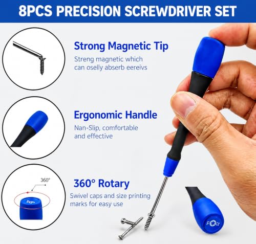 Precision Repair Tool Set, 12-Piece Craftsman & Miniature Tool Kit with Small Screwdrivers, Mini Pliers, Demagnetizer, Small Tool Kit for Phone, Laptop, Jewelry Repair, Includes Compact Storage Pouch