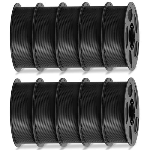 ANYCUBIC High Speed 3D Printer Filament 1.75mm Bundle, Rapid PLA Filament with High Prints Quality, Dimensional Accuracy +/- 0.02mm, 1KG Reusable Spool, 10 Pack Pearl Black - color: 10*1kg Pearl Black