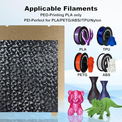 K1 Max Ender 3 V3 Plus Magnetic Build Plate 315x310mm, Smooth PEO Textured PEI Spring Steel Sheet with Magnetic Surface Plate for Creality K1 Max/Ender 3 V3 Plus - color: PEO with Magnetic Plate, size: 310x315mm
