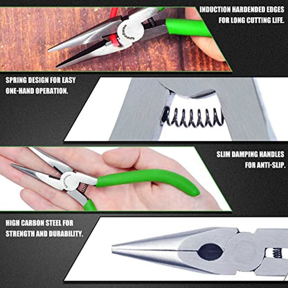 SPEEDWOX 5 Inch Long Nose Pliers with Cutter and Chain Nose Pliers for Jewelry Making - style: Long Nose Pliers Smooth Jaw