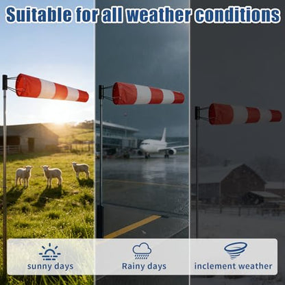 8" x 36" Heavy Duty Airport Windsock – Aviation Grade Orange Wind Direction Indicator with 8" Ball Bearing Frame – FAA Style Outdoor Industrial Windsock