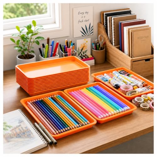 Ziliny 30 Pcs Plastic Trays for Serving Food Art Trays - color: Orange