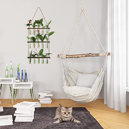 YIBOT Plant Propagation Stations with Wooden Stand 15 Glass Test Tubes Vase - color: Brown, size: 14"L x 14"W x 35"H