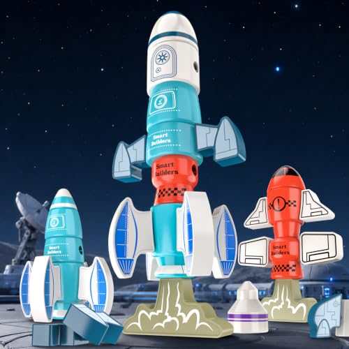 Magnetic Robot Building Toy, STEM Magnet Rocket Toys Set for Kids Age 3-5 - color: Rocket