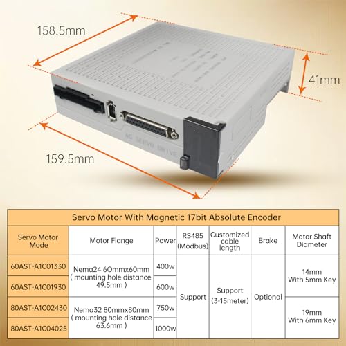 RATTMMOTOR YPMC-1000W 220V Servo Motor (Without Brake)+Servo Motor Driver