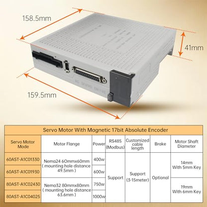 RATTMMOTOR YPMC-1000W 220V Servo Motor (Without Brake)+Servo Motor Driver