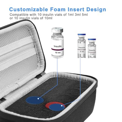 10 Slots Insulin Vial Protector Case for Diabetics Standard Insulin Vials - color: Black-10 Slots
