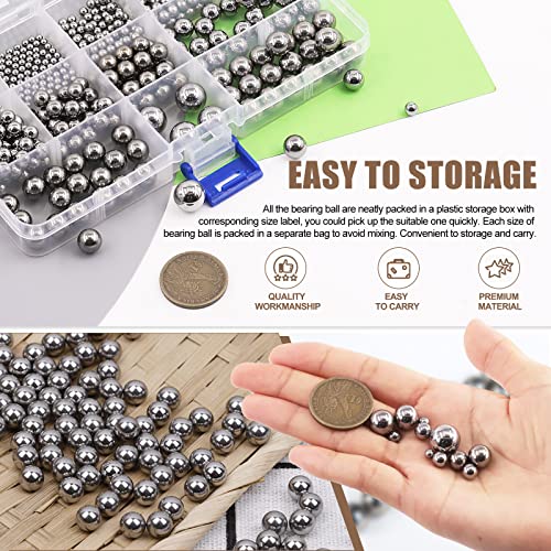 630Pcs Imperial 12 Szies 3/32" 1/8" 5/32" 3/16" 7/32" 1/4" 9/32" 5/16" 11/32" 3/8" 13/32" 1/2" Precision 304 Stainless Steel Loose Bicycle Bearing Steel Ball Assortment Kit for Motorcycles