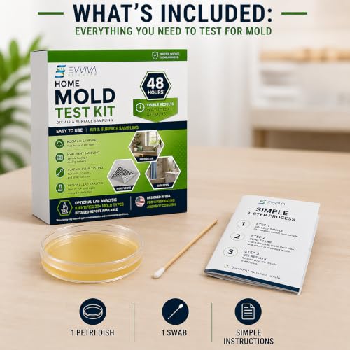 Evviva Sciences Home Mold Test Kit, DIY Air, HVAC Vent and Surface Sampling, Optional Lab Analysis, Identifies 20+ Mold Types