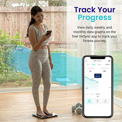 Etekcity Rechargeable Smart Scale for Body Weight, Bluetooth, 400 lb - color: Black, size: 11.8 x 11.8 inches