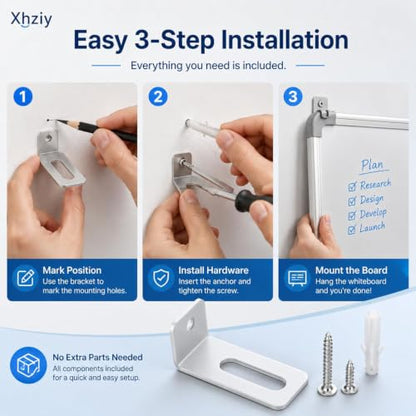 12 Sets White Board Hanging Kit with L-Shaped Mounting Brackets