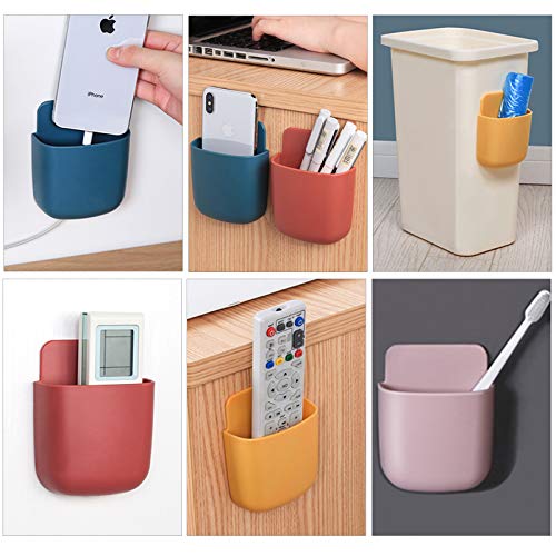 3 Pcs Remote Control Holder, Wall Mount Pen Holder Hole-Free Self Adhesive Phone Charging Organizer Pencil Storage Containers for Home Office School Supply Orgaizer (Gray - color: Gray-3Pcs