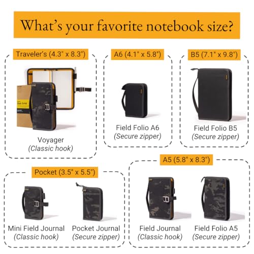 LOCHBY® Voyager Journal | Water Resistant Waxed Canvas | Pen Loop | Included Tomoe River Notebook | Perfect for Travel, Art, Bullet Journal - color: Black Multicam, size: Traveler's Notebook Hook