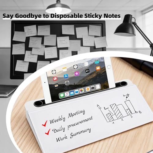 Glass Desktop Whiteboard,Dry Erase Board Buddy Keyboard Stand - color: Black&white