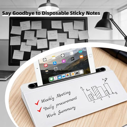 Glass Desktop Whiteboard,Dry Erase Board Buddy Keyboard Stand - color: Black&white