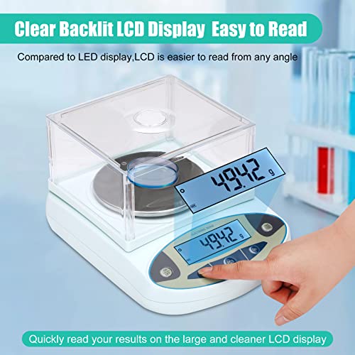 Lab Scale 3000gx0.01g,0.01g Accuracy High Precision 13 Unit Digital Analytical Balance, Electronic Laboratory Precision Gram Scale,Digital Scale with Windshield(with 500g Calibration Weight) - size: 3000gx0.01g